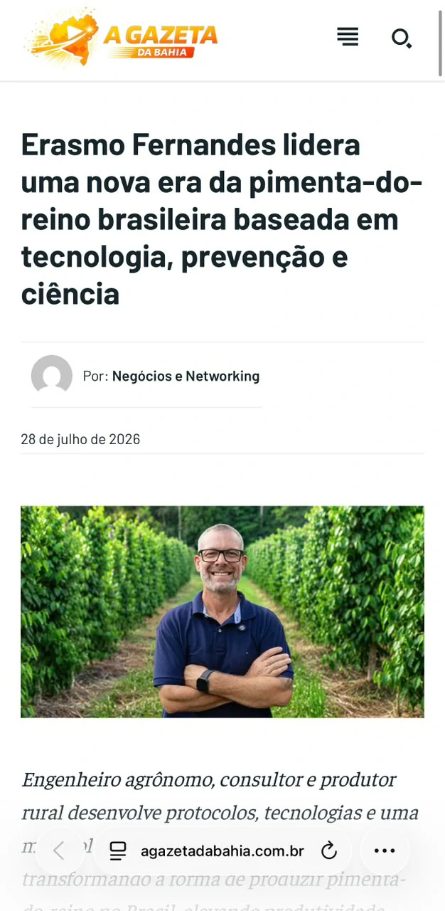 Publicação no veículo A Gazeta da Bahia